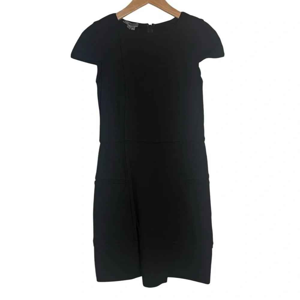 VINCE Black Mini Sheath Dress Cap Sleeve Classy Little Black Dress Womens 2 - Picture 3 of 11